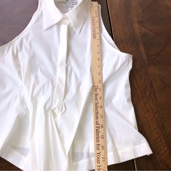 Worth Collection White Cotton Blend Sleeveless Button Bow Front Blouse Size 10 - Picture 9 of 12